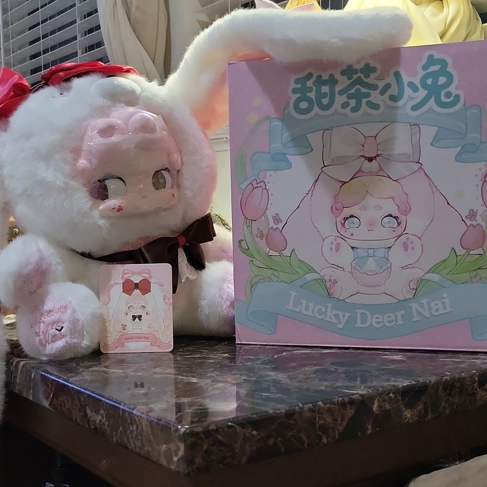 Lucky Deer Nai Sweet Tea Rabbit Plush Large White Pink Bow Tie 2023 MT-01-C2